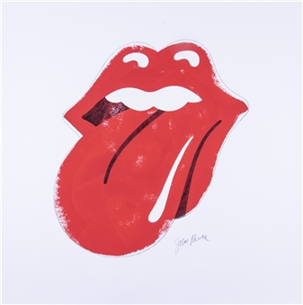 Original Rolling Stones Logo Artwork Signed by John Pasche (Pasche LOA)